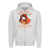 Dove Grey Cool Arches National Park Utah Zipper Hoodie - minhPixels