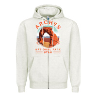 Oatmeal Heather Cool Arches National Park Utah Zipper Hoodie - minhPixels