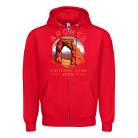 Red Cool Arches National Park Utah Zipper Hoodie - minhPixels