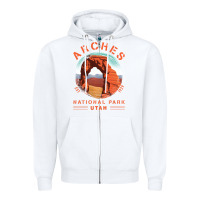 White Cool Arches National Park Utah Zipper Hoodie - minhPixels