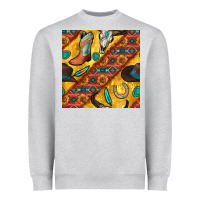 Heather Grey western cowboy bull skull seamless pattern Heavyweight Sweatshirt - BundleAndBundleShop
