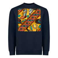 Navy western cowboy bull skull seamless pattern Heavyweight Sweatshirt - BundleAndBundleShop