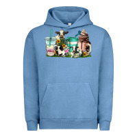 Pigment Pebble Blue cow coffee cups Urban Hoodie - AdoDesignShop