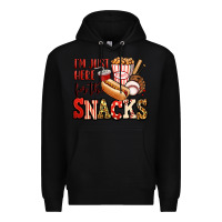 Black i'm just here for the snacks baseball Premium Hoodie - Jasminsmagicworld
