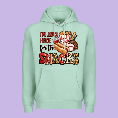 I'm Just Here For The Snacks Baseball Premium Hoodie Designed By Jasminsmagicworld
