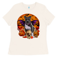 Bone halloween pitbull dog Ladies Tee - RanaPortraitStore