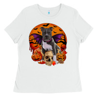 White halloween pitbull dog Ladies Tee - RanaPortraitStore