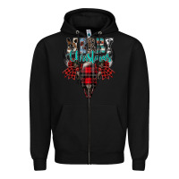 Black merry christmas bull skull Zipper Hoodie - CowhideDigitalArt