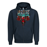Navy merry christmas bull skull Zipper Hoodie - CowhideDigitalArt