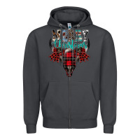 Smoke merry christmas bull skull Zipper Hoodie - CowhideDigitalArt