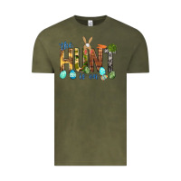 Vintage Olive The hunt is on with eggs Easter Day Vintage Tee - HowdyJamesFarm