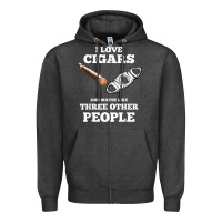 Charcoal Heather Funny Cigar Accessories Gift Set Cigar Lover Smokers Party Zipper Hoodie - minhPixels