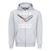Heather Grey Funny Cigar Accessories Gift Set Cigar Lover Smokers Party Zipper Hoodie - minhPixels