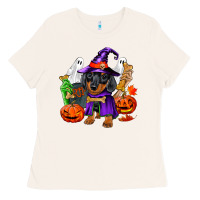Bone Halloween dachshund puppy dog Ladies Tee - RanaPortraitStore