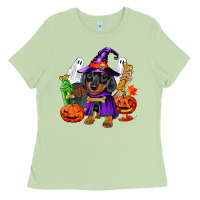 Matcha Halloween dachshund puppy dog Ladies Tee - RanaPortraitStore