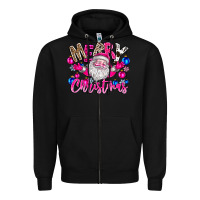 Black merry Christmas santa Zipper Hoodie - CowhideDigitalArt