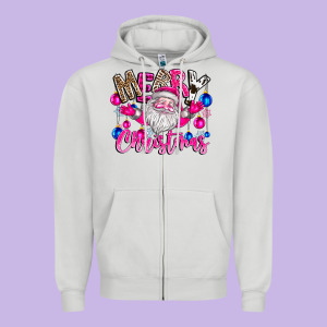 Merry Christmas Santa Zipper Hoodie Designed By Cowhidedigitalart