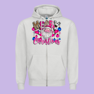 Merry Christmas Santa Zipper Hoodie Designed By Cowhidedigitalart