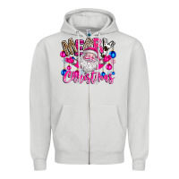 Dove Grey merry Christmas santa Zipper Hoodie - CowhideDigitalArt
