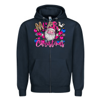 Navy merry Christmas santa Zipper Hoodie - CowhideDigitalArt