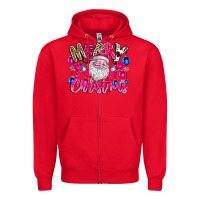 Red merry Christmas santa Zipper Hoodie - CowhideDigitalArt