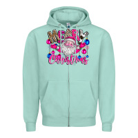 Seafoam merry Christmas santa Zipper Hoodie - CowhideDigitalArt