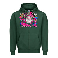 Sports Green merry Christmas santa Zipper Hoodie - CowhideDigitalArt