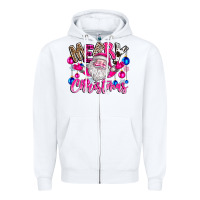 White merry Christmas santa Zipper Hoodie - CowhideDigitalArt