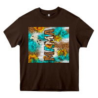Chocolate Brown mama leopard sunflower Heavy Core Tee - LillyAllenDesigns