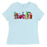 Baby Blue Halloween Teacher Ladies Tee - RanaPortraitStore