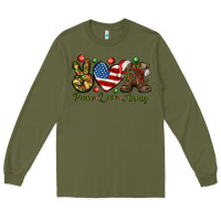Army Green Peace Love Army Christmas 4th of july Long Sleeve Tee - HowdyJamesFarm