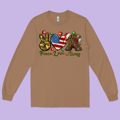 Peace Love Army Christmas 4th Of July Long Sleeve Tee Designed By Howdyjamesfarm