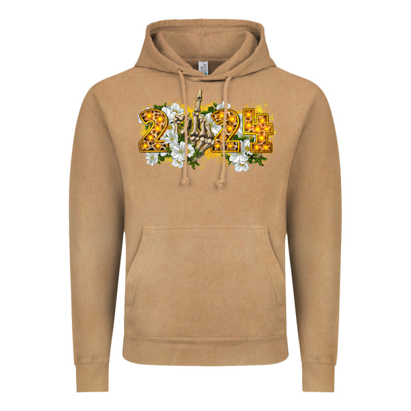 2024 Skeleton Middle Finger New Year Vintage Hoodie by CowGirlArtShop | Teevron