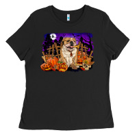 Black Halloween english bulldog Ladies Tee - RanaPortraitStore