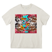 Cream mama cowhide  sunflowers Heavy Core Tee - LillyAllenDesigns