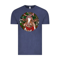 Vintage Denim Brown Cow Christmas Vintage Tee - RanaPortraitStore