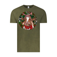Vintage Olive Brown Cow Christmas Vintage Tee - RanaPortraitStore