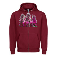 Burgundy Merry Christmas pink  trees Zipper Hoodie - CowhideDigitalArt