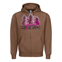 Chestnut Merry Christmas pink  trees Zipper Hoodie - CowhideDigitalArt
