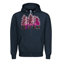 Navy Merry Christmas pink  trees Zipper Hoodie - CowhideDigitalArt