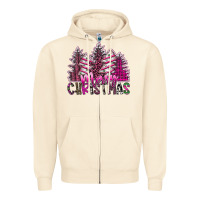 Sandshell Merry Christmas pink  trees Zipper Hoodie - CowhideDigitalArt