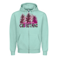 Seafoam Merry Christmas pink  trees Zipper Hoodie - CowhideDigitalArt
