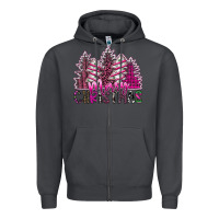 Smoke Merry Christmas pink  trees Zipper Hoodie - CowhideDigitalArt