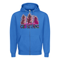 True Royal Merry Christmas pink  trees Zipper Hoodie - CowhideDigitalArt