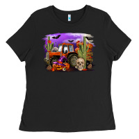Black Halloween tractor Ladies Tee - RanaPortraitStore