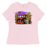 Bubblegum Pink Halloween tractor Ladies Tee - RanaPortraitStore