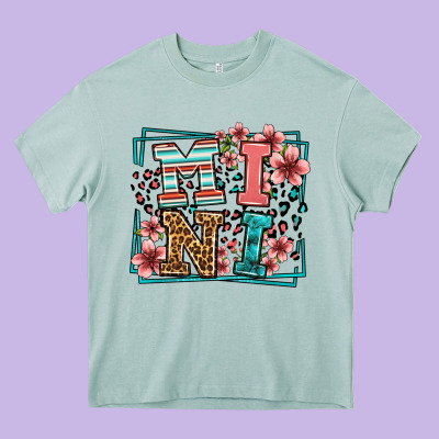 Floral Leopard Frame Mini Heavy Core Tee Designed By Lillyallendesigns
