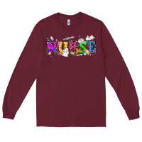 Burgundy Easter nurse Easter Day Long Sleeve Tee - HowdyJamesFarm