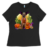 Black Halloween german shepherd Ladies Tee - RanaPortraitStore