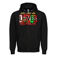 Black just a girl who loves christmas Zipper Hoodie - CowhideDigitalArt